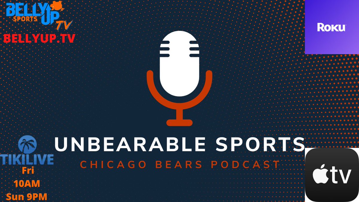 BellyUpMedia's tweet photo. LIVE NOW!
Unbearable Sports
@UnbearableSport
#StreamingLive on
@Roku
an All-New Unbearable Sports episode talking all things #Bears for the #NFL year!
Watch by clicking the link! #NFL #Chicago #NFLNews #NFLDraft #NFLTwitter
@BellyUpSports
#Breader https://t.co/aMeHF8MCTi https://t.co/GKYcKdLjgP