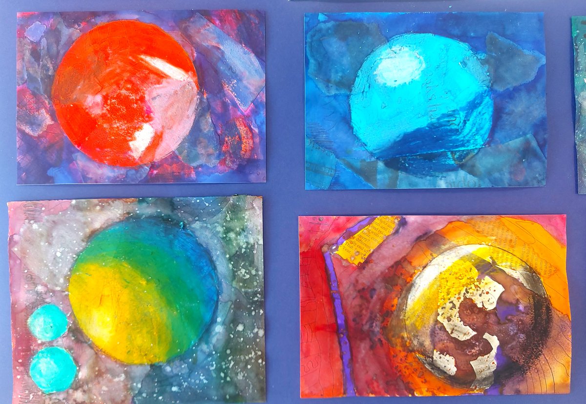 mrmiehe_art's tweet photo. S1 exoplanets! A collaborative project between the Science and Art departments @LossieHigh. Students considered scientific aspects of the planets they designed in Science and then created visual representations in Art. @lossiehighchem @mr_riddell @lossie_art #IDL #artandscience https://t.co/wDchmIvs4A