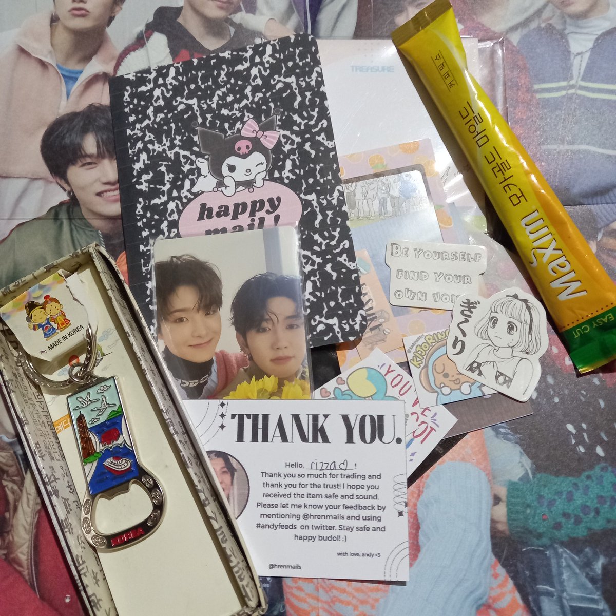 tarubuys's tweet photo. hi @hrenmails, thank you for trading with me >< super secured packaging and cutie ng freebies <3 see u soon 'pag f2f na sa piyups mwa more budols to come 🫶🏼

#andyfeeds https://t.co/RkdwF1lvrT