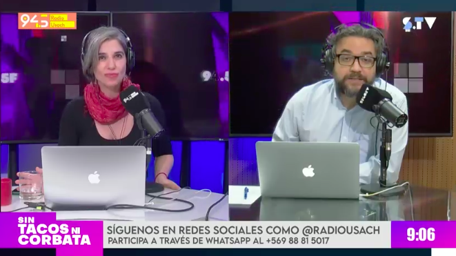 👠👔¡Bienvenid@s a #SinTacos!

👉<a href="/Valeortegaoc/">Valeria Ortega Contreras</a>, presidenta de la Comisión de Género del Gobierno Regional 

👉<a href="/catalittin/">Catalina Littin</a>, Directora Ejecutiva de la Fundación Superación de la Pobreza @serviciopais

📻94.5 FM
📺 50.1 @stgo_tv 
💻DiarioUsach.cl
📲 +56 9 8881 5017