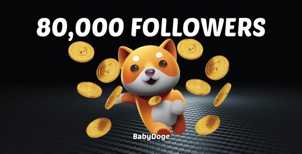 BabyDogeNFTs's tweet photo. Just smashed through 80,000+ followers! 

#BabyDogeArmy 🐶🍼 https://t.co/Douk59wFcD