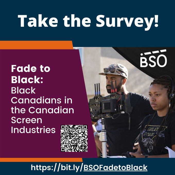BLKScreenOffice's tweet image. Help create system change to build a stronger, more diverse and equitable sector workforce! 

Take the survey!

Fade to Black: Black Canadians in the Canadian Screen Industries.
✊🏽✊🏾✊🏿❤️
bit.ly/BSOFadetoBlack