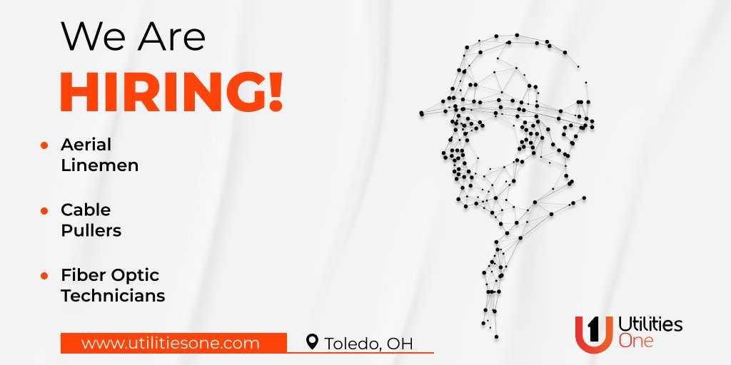 UtilitiesInfo's tweet image. Utilities One is hiring in Toledo, OH:
1. Aerial Linemen
2. Cable Pullers
3. Fiber Optic Technicians

Visit apply.workable.com/utilitiesone-1/ to supercharge your career today.

#hiring #aeriallineman #cablepuller #fiberoptic #technician #toledo #ohio #utilitiesone