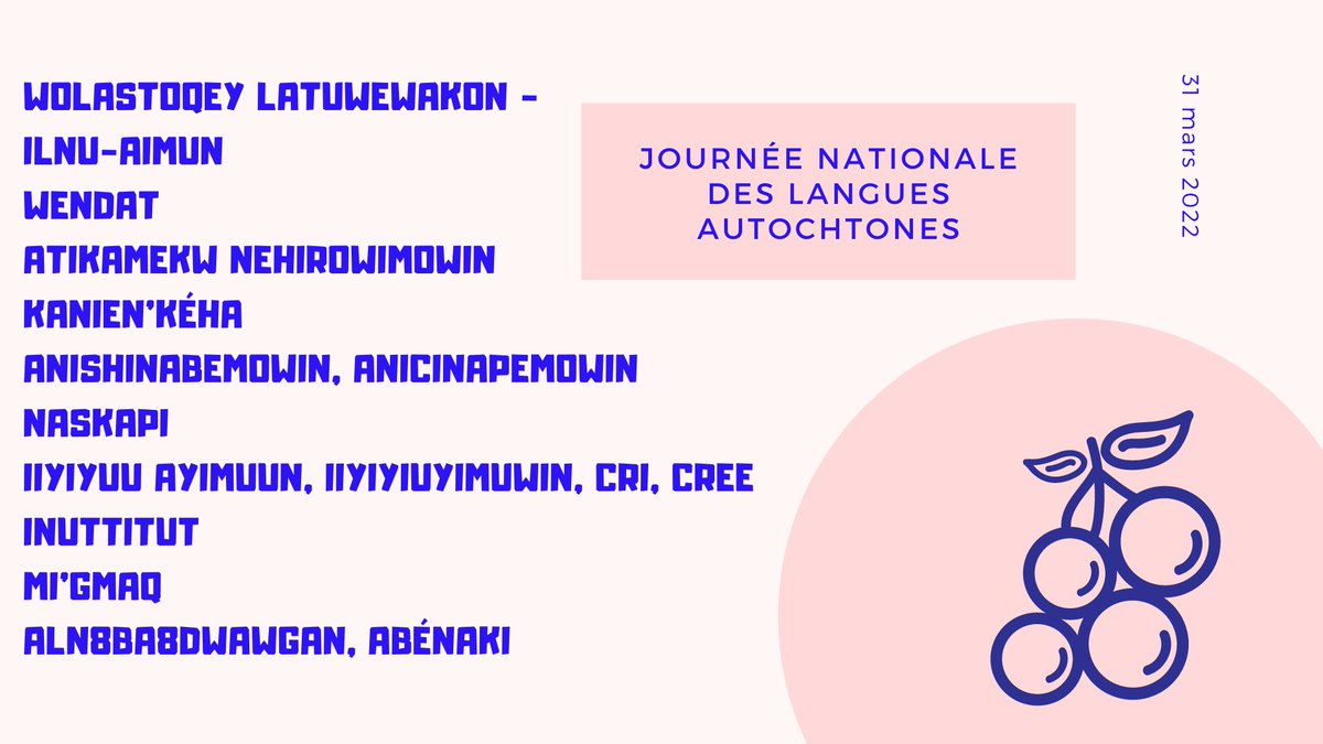 VaudrinJ's tweet photo. @IanLafreniere Célébrons la Journée #nationale des #langues #autochtones au Québec  #wolastoquey #Ilnu-aimun #wendat #atikamekew #kanienkeha #anishinabemowin #naskapi #iiyiyuuayimuun #migmaq #aln88ba8wawgan #PremièresNations et #inutititut #Inuit https://t.co/FI9W63b0cK