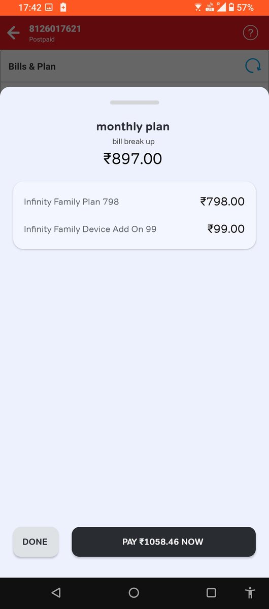 IwankNegi's tweet photo. So much for consumer consent
Airtel changed my plan from 749 to 798 without my consent.
Airtel in its new data plan, is now charging me 99 for add on device which was free in 749 plan. Again without any consumer consensus they are charged the add on amount. 
#AirtelDown
#Airtel https://t.co/tz37Zq0R2O