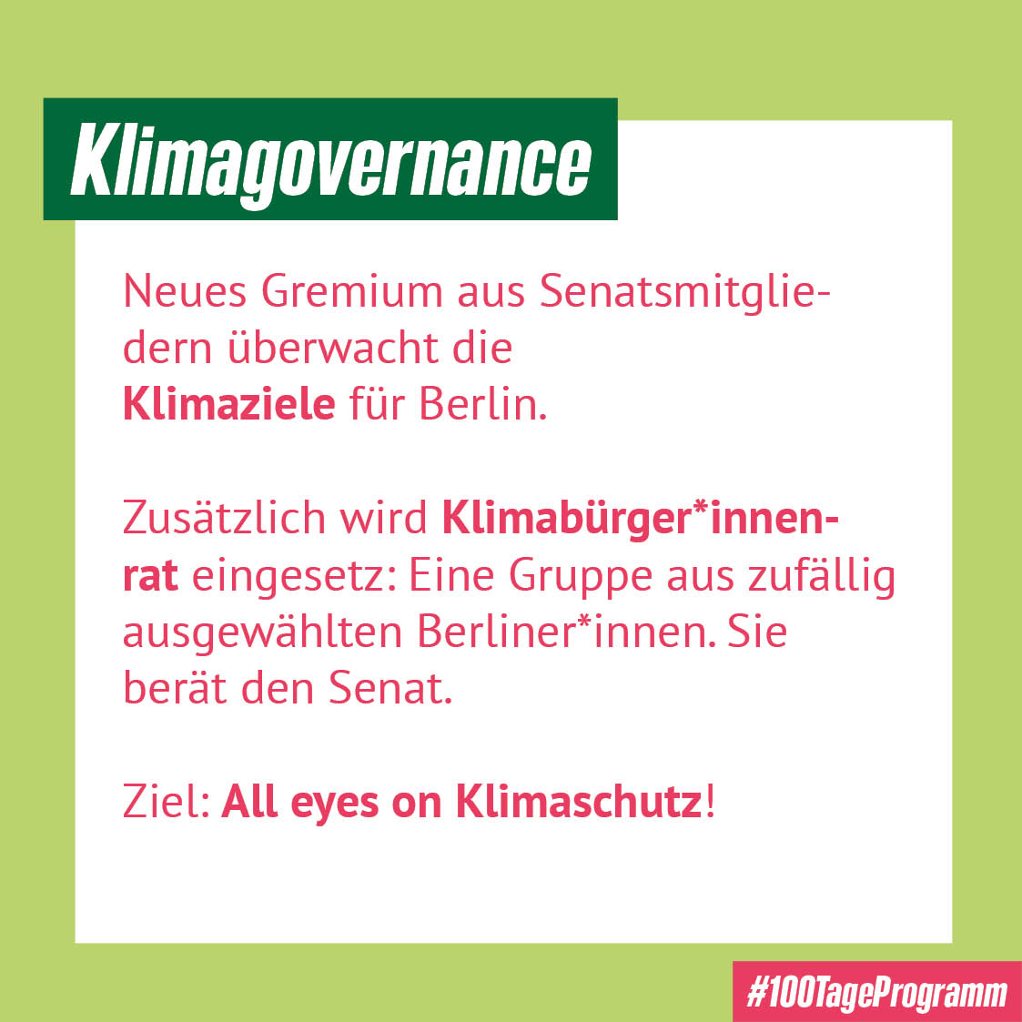 GrueneFraktionB's tweet image. All eyes on #Klimaschutz. 👀 Super Erfolge von @SenUMVKBerlin im #100TageProgramm: Die Klimagovernance und der Klimabürger*innenrat. Zusätzlich werden die Bezirke bei der Verbesserung der Radinfrastruktur und beim Ausbau der Busspuren unterstützt. 🚲🚌💚🌻