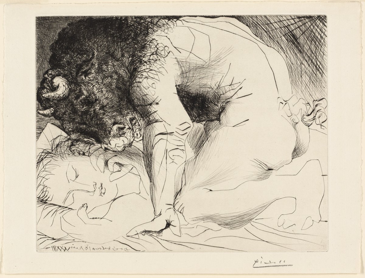 pablocubist's tweet photo. Pablo Picasso, Minotaur Caressing Sleeping Woman, from the Suite Vollard, 1933 https://t.co/pT8BpSwSPf #pablopicasso #museumarchive https://t.co/eABlqjocaI