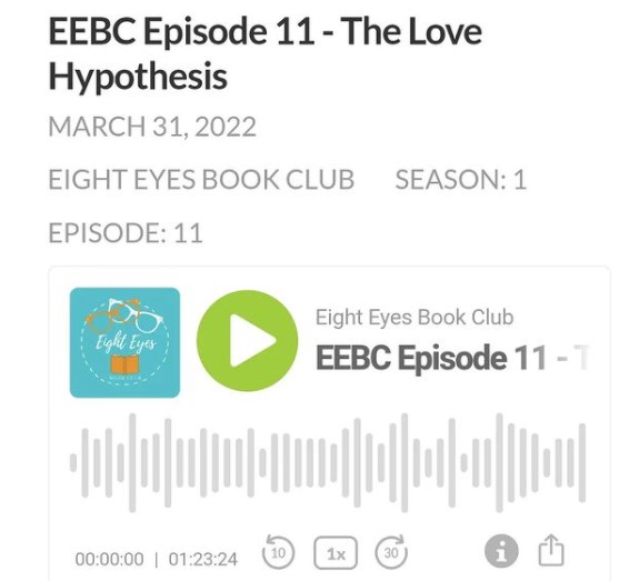 EightEyesBC's tweet photo. Ⓔⓟⓘⓢⓞⓓⓔ ①① // Our second episode of 2022! In this month's episode, we talk about The Love Hypothesis by Ali Hazelwood - there's another little nugget in the podcast that tells you what to leave in the comments below, did you hear it 👂?
#eighteyesbc #podcast #bookclub https://t.co/b3OA6fLche