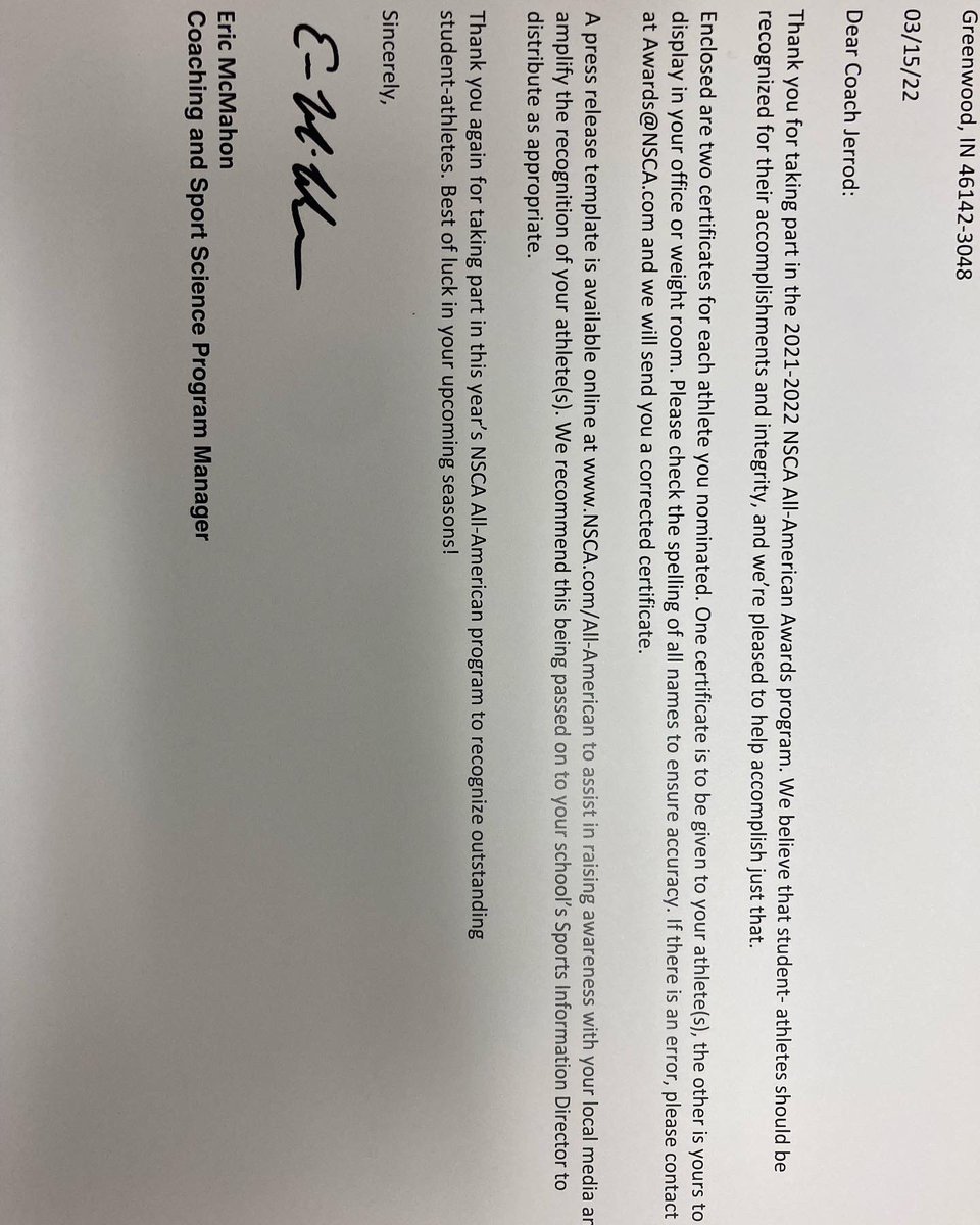 Anna Pritchett. 2022 NSCA All-American Strength and Conditioning Athlete.