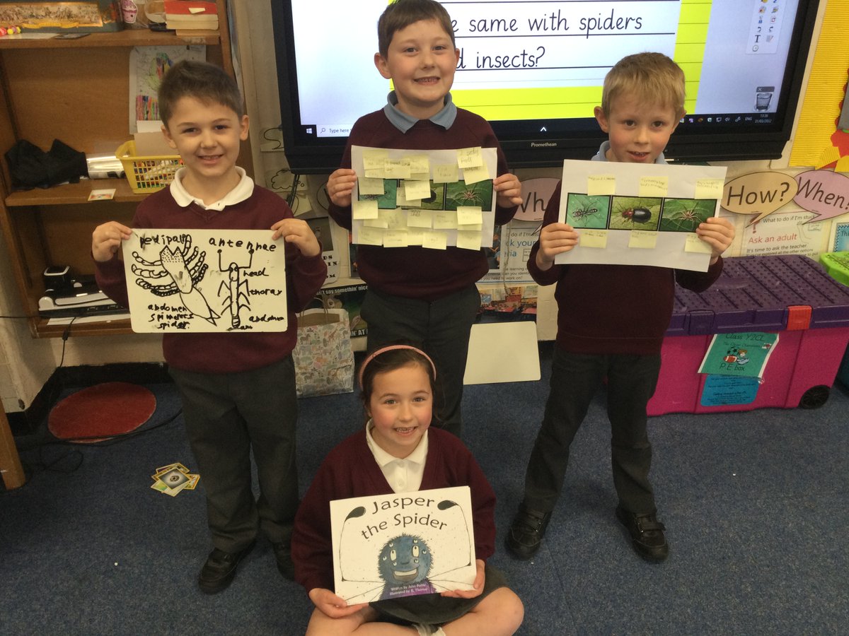 EllisonPrimary's tweet image. Today in Year 2 we compared spiders and insects and how they are the same and different! We learnt all about invertebrates and vertebrates too. We listened to a story about Jasper the spider to help our understanding.
#ellisonscience #jasperthespider