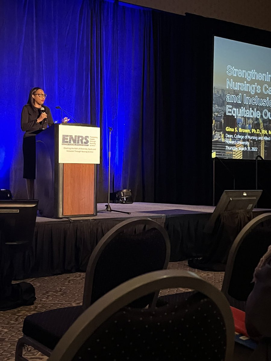 Powerful opening keynote presentation by Gina S. Brown, PhD, RN, MSA, FAAN, Dean, Howard University, College of Nursing and Allied Health Sciences. #ENRS2022 <a href="/HowardUniv/">HOWARD UNIVERSITY</a> “Strengthening Nursing’s Capacity of Diversity and Inclusion, while Achieving Equitable Outcomes”