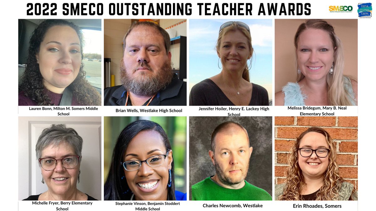 Eight Charles County Public Schools (CCPS) teachers were recently named the 2022 Outstanding Teacher Honorees by Southern Maryland Electric Cooperative (SMECO). Read about the honorees here: tinyurl.com/5n7f9uaf.