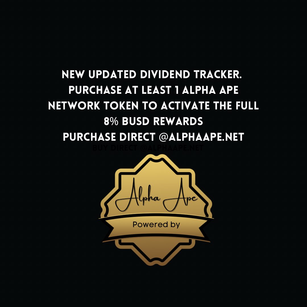 AlphaApeLLC's tweet photo. Experience real rewards in true #BUSD. #AlphaApeNetwork Token is now live! Buy direct on https://t.co/I1CcBUcfKy #rewards #passiveincome #PancakeSwap #BNB # https://t.co/NCbR9FMH48