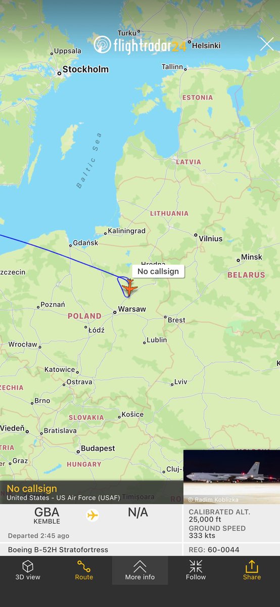 Whoa, a B-52 circling near Belarus and Kaliningrad thats definitely sending a message.