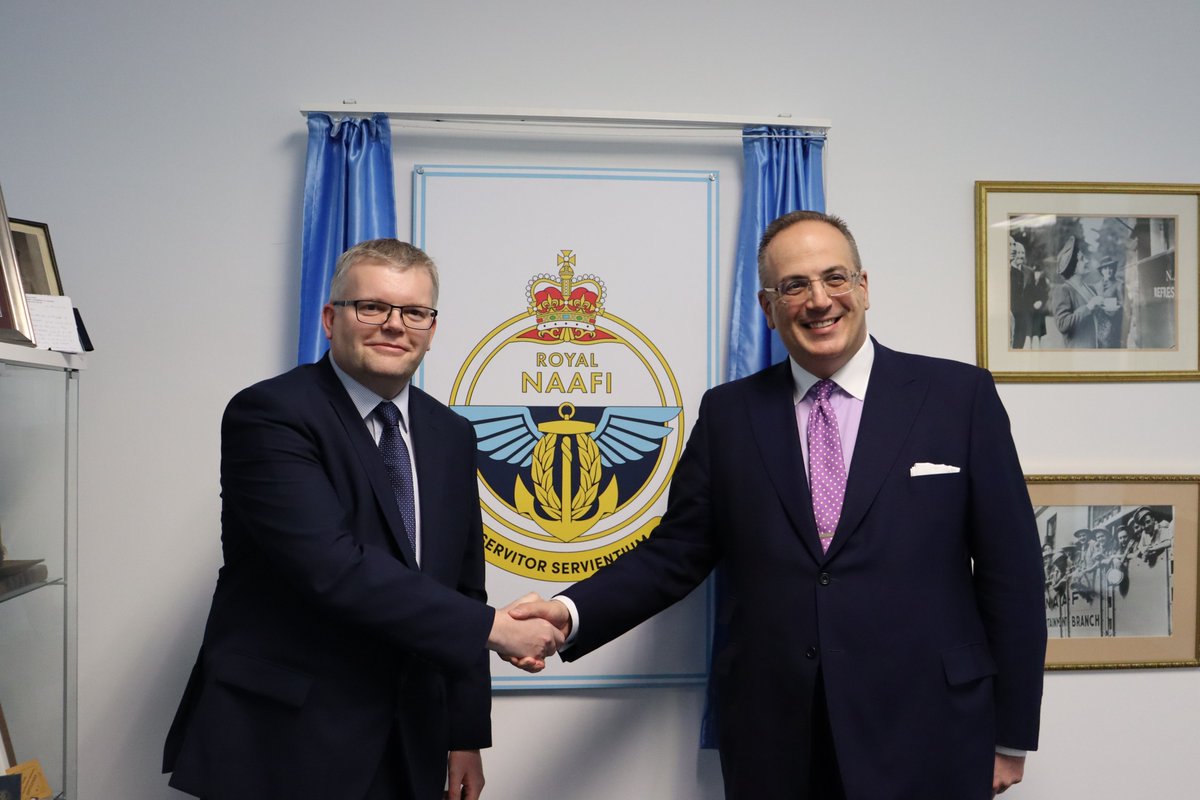 cabinetofficeuk's tweet photo. .@NAAFI1920 has been granted permission to use the title 'Royal' by The Queen, on the advice of Her Majesty’s Government.

To commemorate this, @Michael_Ellis1 visited NAAFI HQ to meet with staff and local veterans to see how NAAFI continues to support our armed forces community. https://t.co/geQsyat4UI