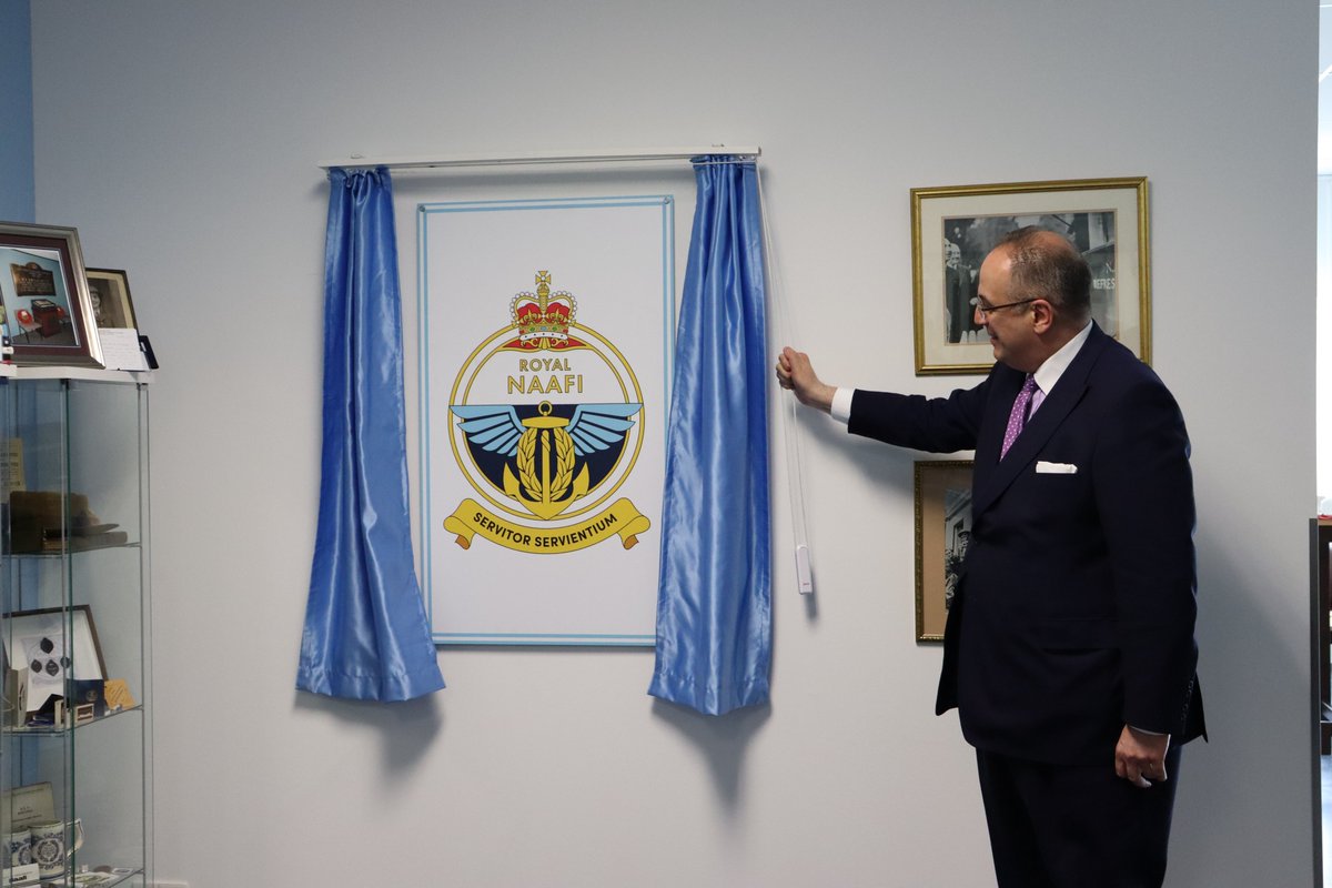cabinetofficeuk's tweet photo. .@NAAFI1920 has been granted permission to use the title 'Royal' by The Queen, on the advice of Her Majesty’s Government.

To commemorate this, @Michael_Ellis1 visited NAAFI HQ to meet with staff and local veterans to see how NAAFI continues to support our armed forces community. https://t.co/geQsyat4UI