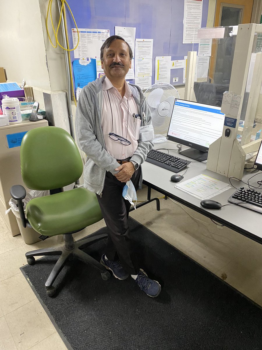 KHSCcos's tweet photo. So important to know the person behind the mask. KHSC entrance screener, Prakashkumar, was the Chief of Public Health in Gujarat, India (Pop. 65 million) until retiring 1 year ago !! Wow do we have talent here !! @KHSC, @KHSCceo https://t.co/cwgksLPtYt