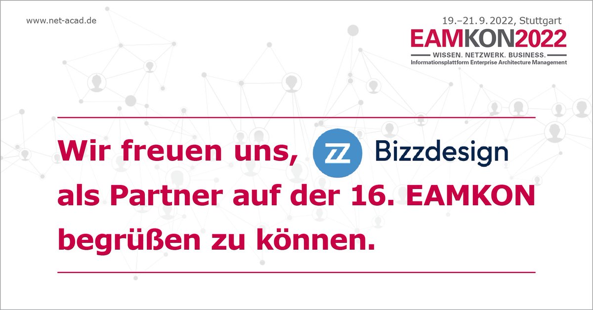 net_acad's tweet photo. @BiZZdesing welcome on board! #eamkon #eam #eamkonkonferenz #unternehmensarchitektur #enterprisearchitecturemanagement #enterprisearchitecture #businessarchitecture #digitalisierung #transformation https://t.co/olliD4bWEs