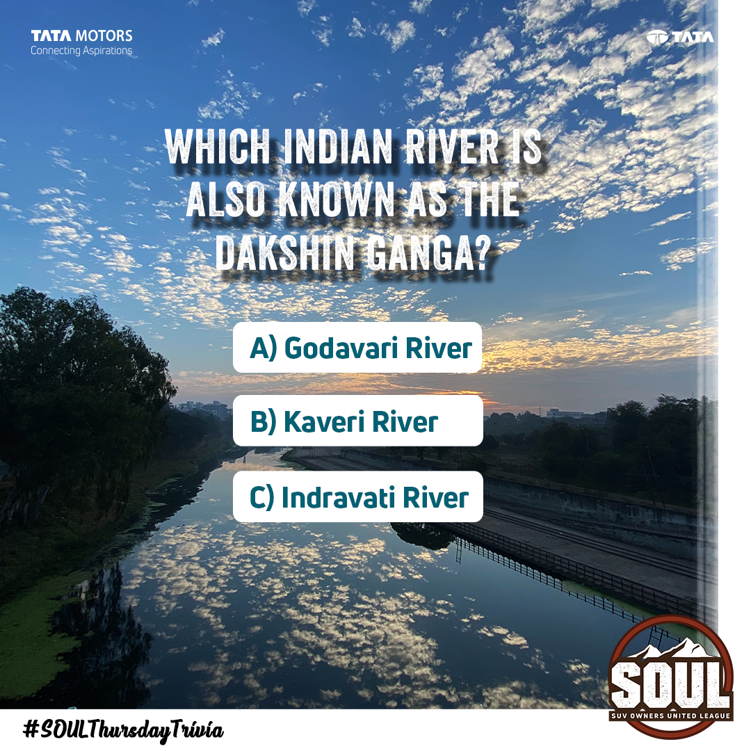TataMotors_Cars's tweet image. Brace yourself as #SOULThursdayTrivia is back with yet another exciting piece of knowledge!
Guess the correct answer and comment below.
Hint – It’s India’s second-longest river!
 
#DriveWithSOUL #ConnectWithSOUL #AboveAll #TataHarrier #Harrier #ReclaimYourLife #TataSafari #Safari