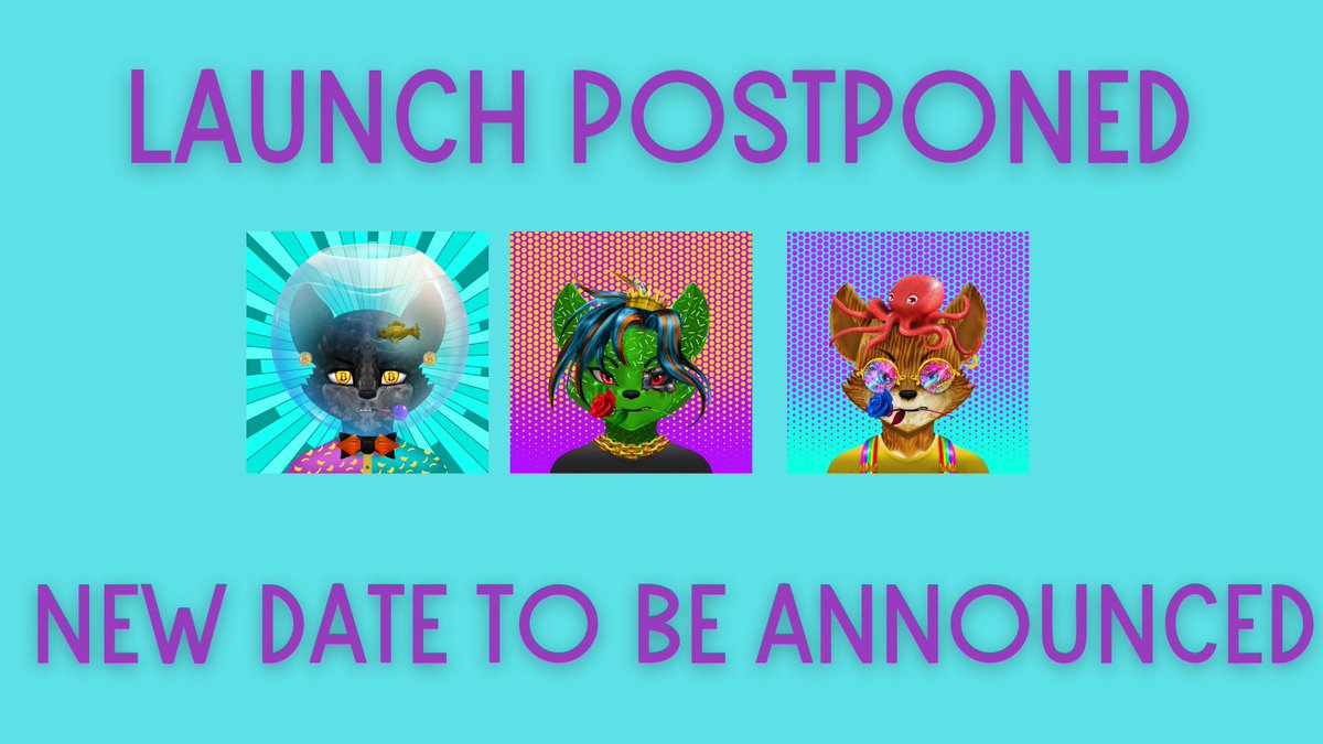 LycaFoxPack's tweet photo. UPDATE - I regret to inform you that our collection WILL NOT be launching Friday 1st (tomorrow) or Saturday 2nd of April.  We will keep you updated on new dates and we sincerely apologise for this last minute change. Thank you for your SUPPORT and LOVE #NFTProject https://t.co/XE2oG5bTIc