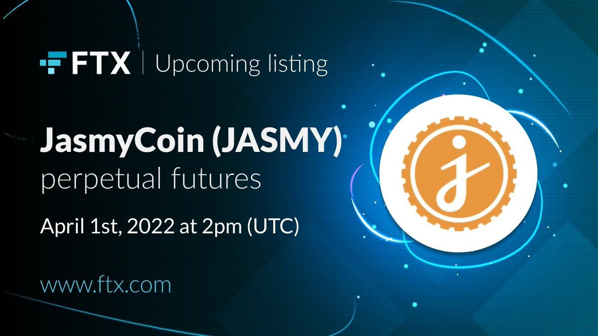 FTX_Official's tweet image. Upcoming listing on FTX: $JASMY perpetual futures!
@JasmyMGT
Listing details: help.ftx.com/hc/en-us/artic…