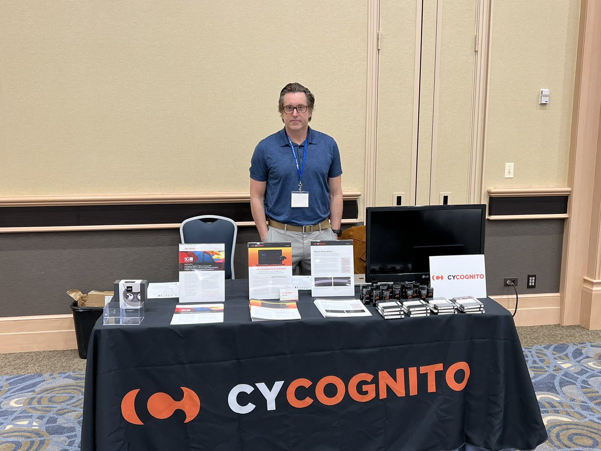 PhillipWylie's tweet photo. @CyCognito at CampIT. Bob Webber manning the booth and moderating a panel and I will be speaking about Attack Surface Management. #esam #asm #campit https://t.co/EUdpXpoXiC