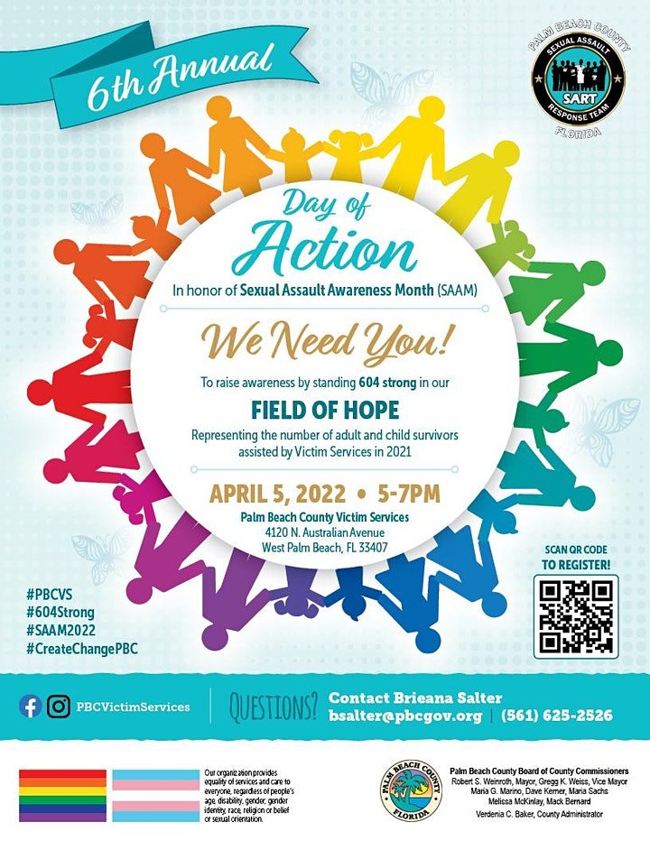 PBCountySheriff's tweet photo. The day is approaching... In honor of Sexual Assault Awareness Month, we are standing strong in the field of hope on Tuesday, April 5, 2022, at Palm Beach County Victim Services SART Center. #PBCVS
https://t.co/SRUbbJiQy8 https://t.co/UEL2aAM7p3