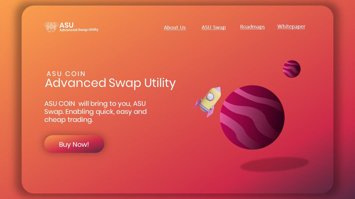 Advanced Swap Utility (ASU) is a local Indonesian project that used to be a meme project and now turns to be a project with huge vision.

t.me/ASUINDONESIA
t.me/AsuGlobal