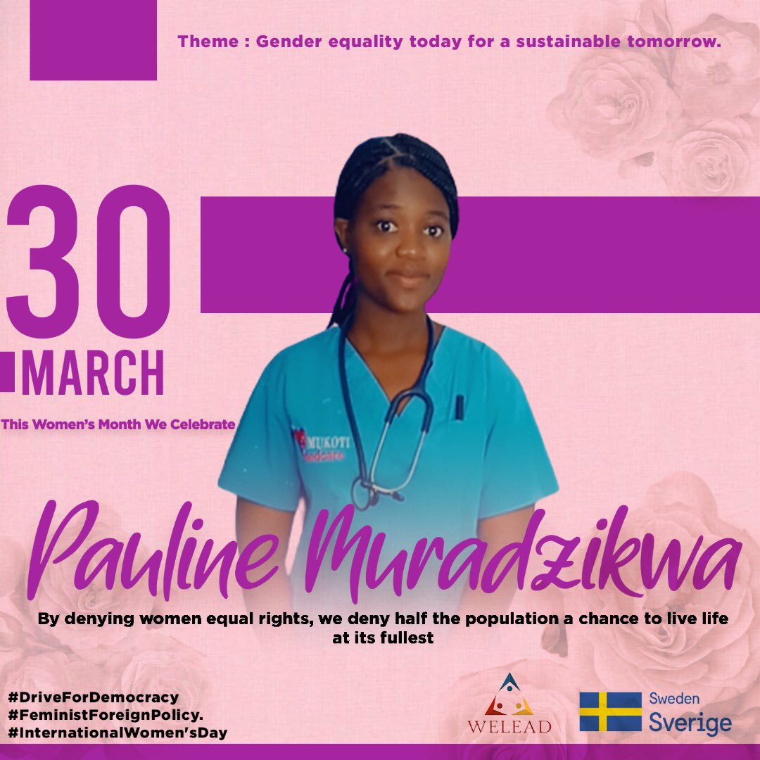 On day 30 we celebrated Pauline Muradzikwa who's says “by denying women equal rights, we deny more than half of the population a chance to live life to the fullest.” #Feminist #FeministForeignPolicy #DriveForDemocracy