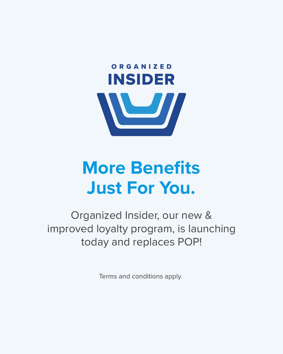 ContainerStore's tweet photo. Today we unveiled our new loyalty program &amp; our mobile app! Organized Insider is a tier-based program that provides customers with even more rewards. Access your Organized Insider dashboard via The Container Store app. Learn More: https://t.co/RW75liQ0fr #TheContainerStore https://t.co/EFY3Fpwtqo
