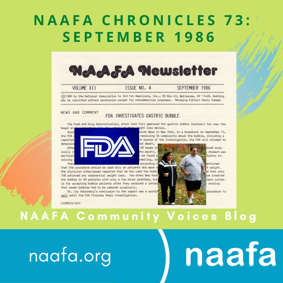 NAAFAofficial's tweet photo. NAAFA Chronicles 73: Sept 1986
The Chronicles reflect a pc of fat acceptance/activist history. This issue features a FDA inv of the gastric bubble, info on NAAFA's proposed name chg, aerobics for fat folx & more.
https://t.co/oLxNZYeg12
#naafa #FatHistory #NAAFAChronicles https://t.co/3Xci7pxBZM