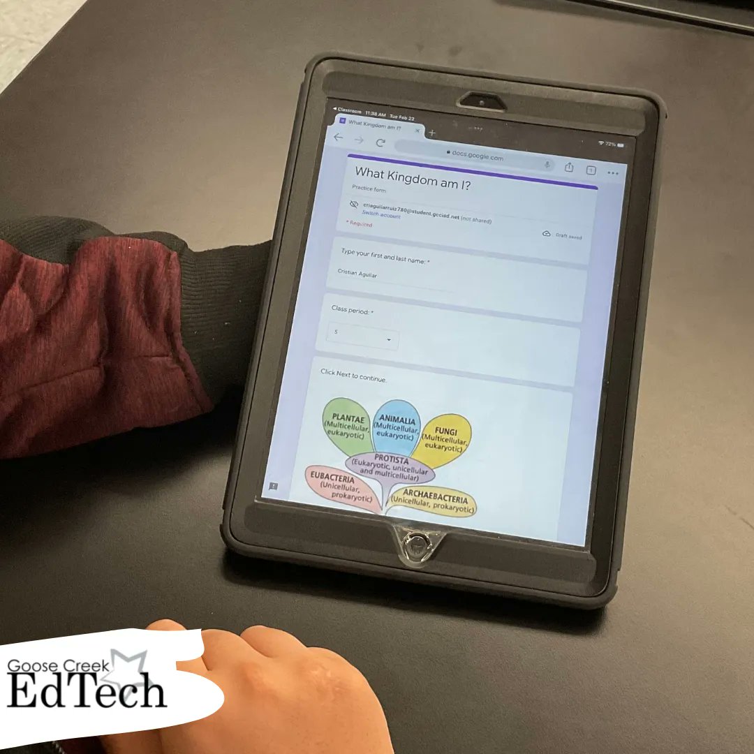 gccisd_edtech's tweet image. Students in Ms. Ochoa’s Biology class at Sterling High School are demonstrating their understanding through the use of Google Forms. #gcGIANTS #gccisdEdTech