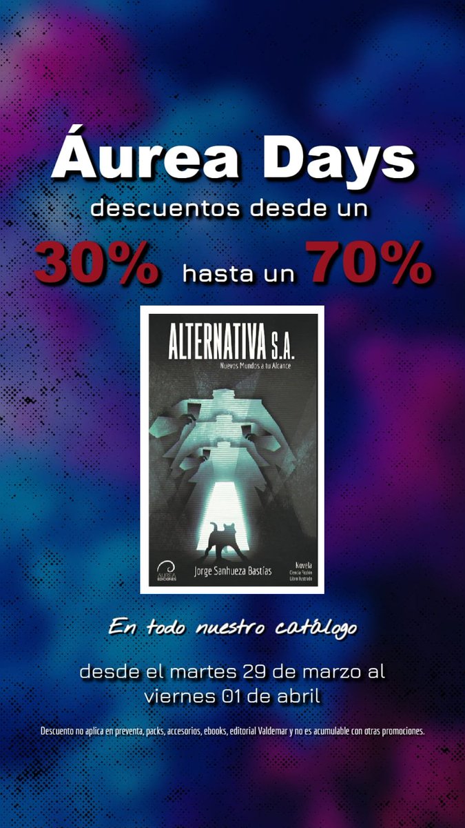 portuguesblanco's tweet photo. Alternativa S.A.: Nuevos Mundos a tu Alcance, con descuento hasta eo día viernes, este y otros libros en @AureaEdiciones1 

#descuentos #LibrosRecomendados #cienciaficcion #aureaadictos #bookstagram #AlternativaSA https://t.co/w9KutCx4AQ