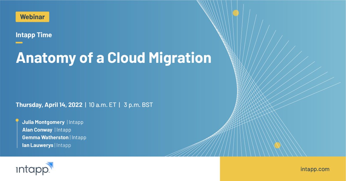 intapp's tweet image. Is your firm ready to move to @Intapp Time in the cloud? Join us on April 14 for a discussion with our expert team and get answers to important questions that teams encounter on their journey to the cloud.  bit.ly/3qEMyVh #IntappTime #CloudMigration