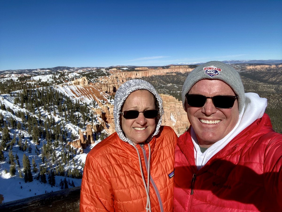 Hitched4fun's tweet photo. POLL TIME - Who looks colder.  Me or my wife?  ha
(Pictures don't capture wind!) #brycecanyon #brycecanyonnationalpark #brycecanyonnps #nature #naturephotography #naturelovers #beautyearth #beauty #beautifuldestinations #beautifulutah #utah #exploremore #getoutside #hitched4fun https://t.co/wOl7pcevBT