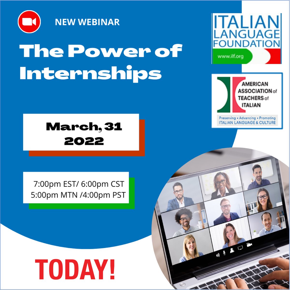 ⏰The Power of Internship webinar is going live today⏰Check your inbox and be ready, our featured panelists are waiting for you (and your questions!)

📌See you at 7PM EST/ 6PM CST/ 5PM MTN/ 4PM PST 📌