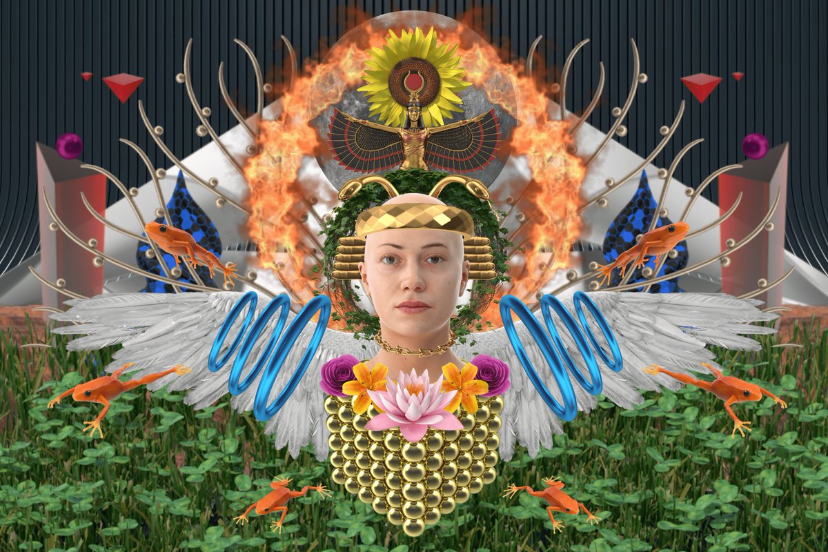 "Isis" from The Athena Dreams Collection on Foundation [ink in bio]. This dream takes place in a futuristic fantasy version of Egypt. Throughout history, the ring of fire has often symbolized the dividing line between everyday life and the supernatural world.