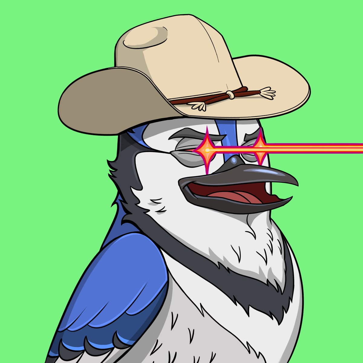 bakedbluejays's tweet image. gm and happy Thursday 🕺

This cowboy is ready to jump on his horse and follow his laser eyes to the promise land 🏇