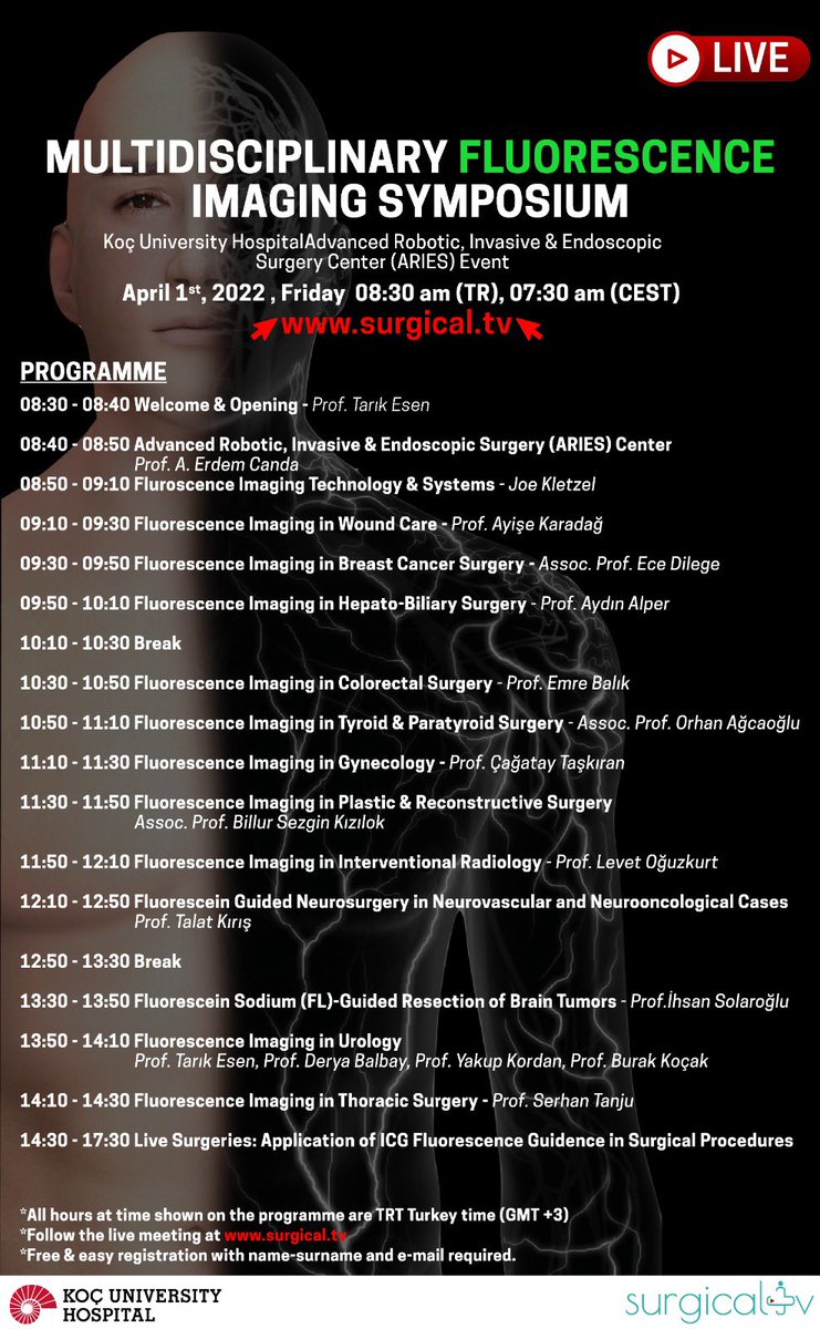 cerrahitv's tweet photo. Multidisciplinary Fluoresence Imaging Symposium live at https://t.co/o3dB9o0I43 https://t.co/eDDQp7L1Od