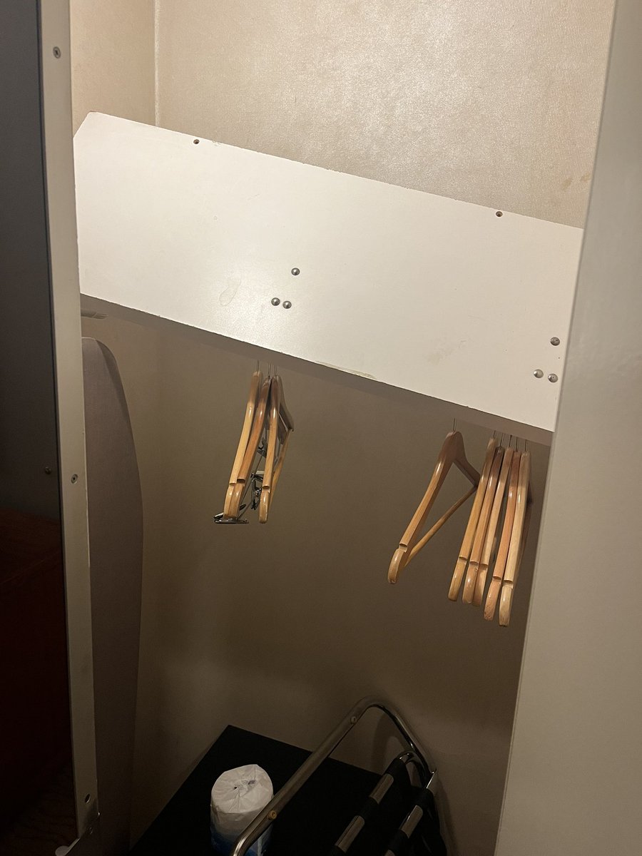 INtrafficjen's tweet photo. @Millennium_USA not impressed with the Times Square rooms. After changing rooms when 1st one had a dead bug in the table &amp; closet shelf hanging, we got a “better” but still busted room. https://t.co/TQLwamdG1m