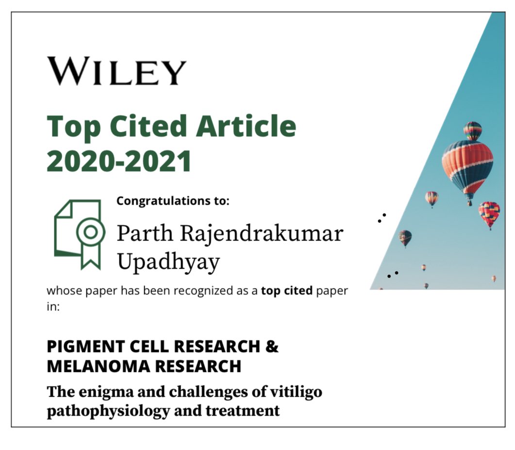 Parth Upadhyay, Ph.D. (@parthupadhyay77) on Twitter photo Small update this morning on our previously published work in <a href="/PCMR_Wiley/">Pigment Cell & Melanoma Research</a>. Small update this morning on our previously published work in <a href="/PCMR_Wiley/">Pigment Cell & Melanoma Research</a>.