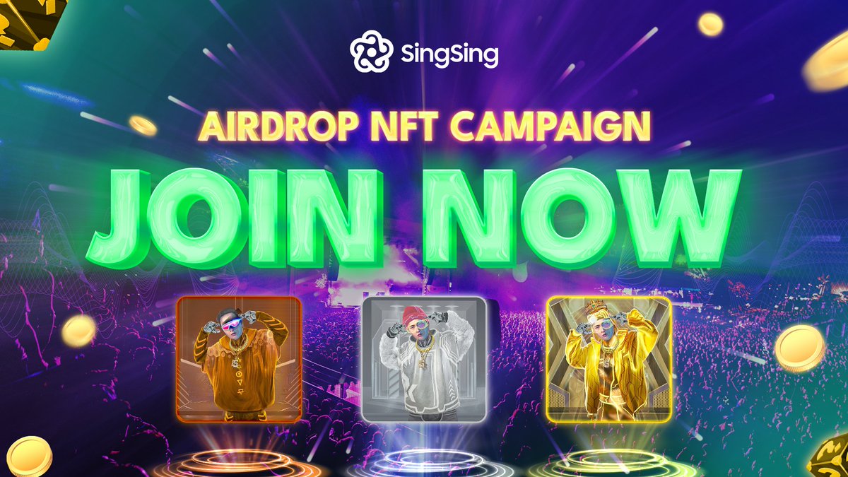 💥 Airdrop NFT Campaign: ON AIR! 💥

RULES:
📜 Players complete all the required tasks on Gleam👇🏻  
gleam.io/UxR1e/singsing…

💰The top 10 refs will receive NFT SuperPass
… and many more attractive rewards🤫🤫

JOIN US NOW! 

#SingSing #Airdrop #BSC