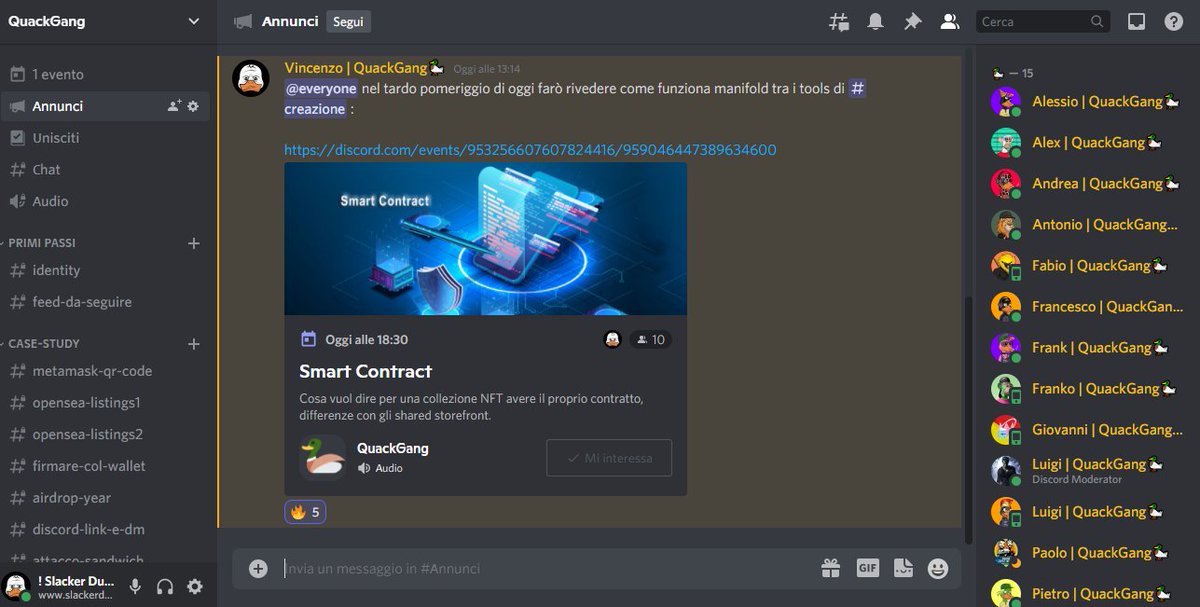Fra poche ore la #QuackGang🦆 parlerà delle differenze tra gli shared storefront e gli smart contract propretari, ma soprattutto su come avere il proprio contratto senza sapere nulla di codice attraverso <a href="/manifoldxyz/">manifold.xyz</a> 👀

#NFTitalia #cryptoarte #italianART #cryptoITA

Link 👇