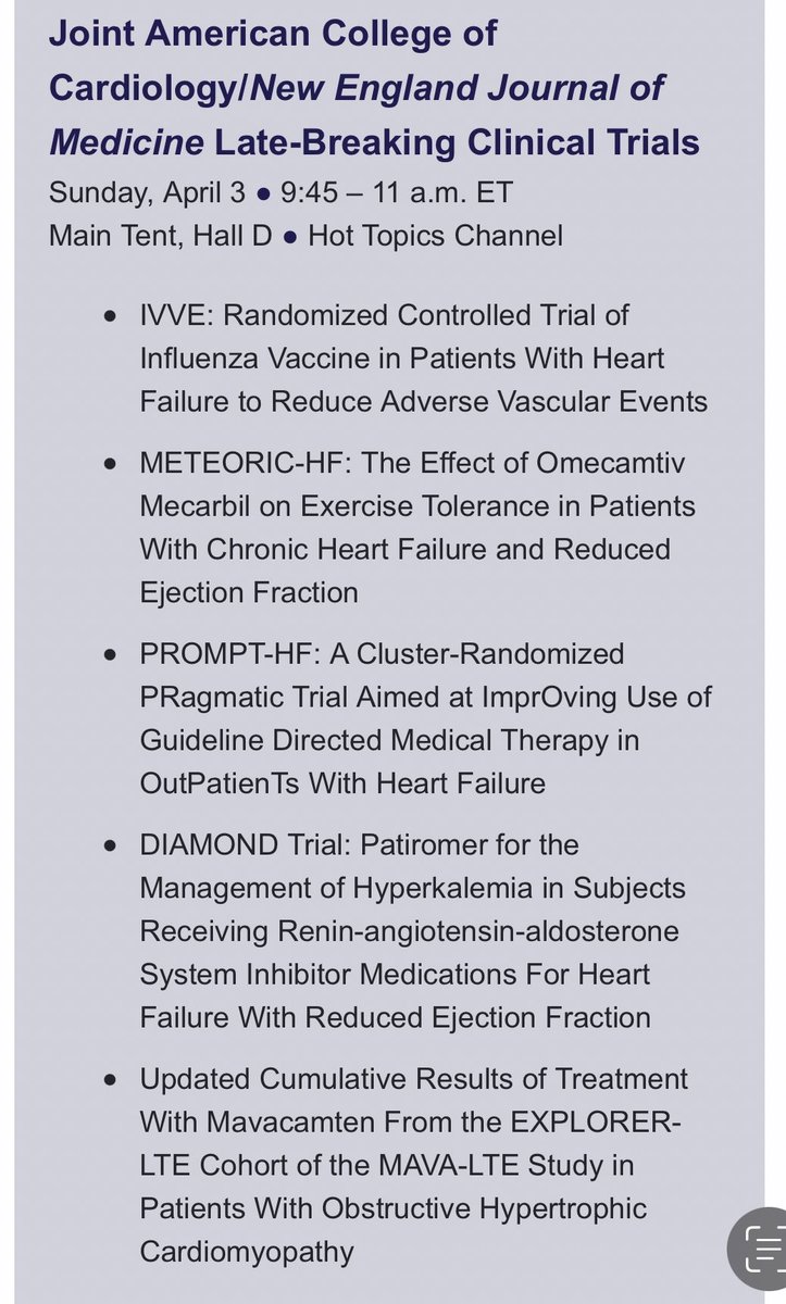 GiuseppeGalati_'s tweet photo. 🔥 Warming up for the great line-up #ACC22 is fast approaching
Further on #RCTs #HeartFailure & #Cardiomyopathies
🧩#VALOR_HCM
🧩#PROMPT_HF
🧩#Explorer_LTE + #Mava_LTE
#HF is the reinassance of cardiology
#Cardiotwitter
#ACCRME
@radcliffeCARDIO
👉 https://t.co/BCymrEuW5N https://t.co/rH9h6ITyRv
