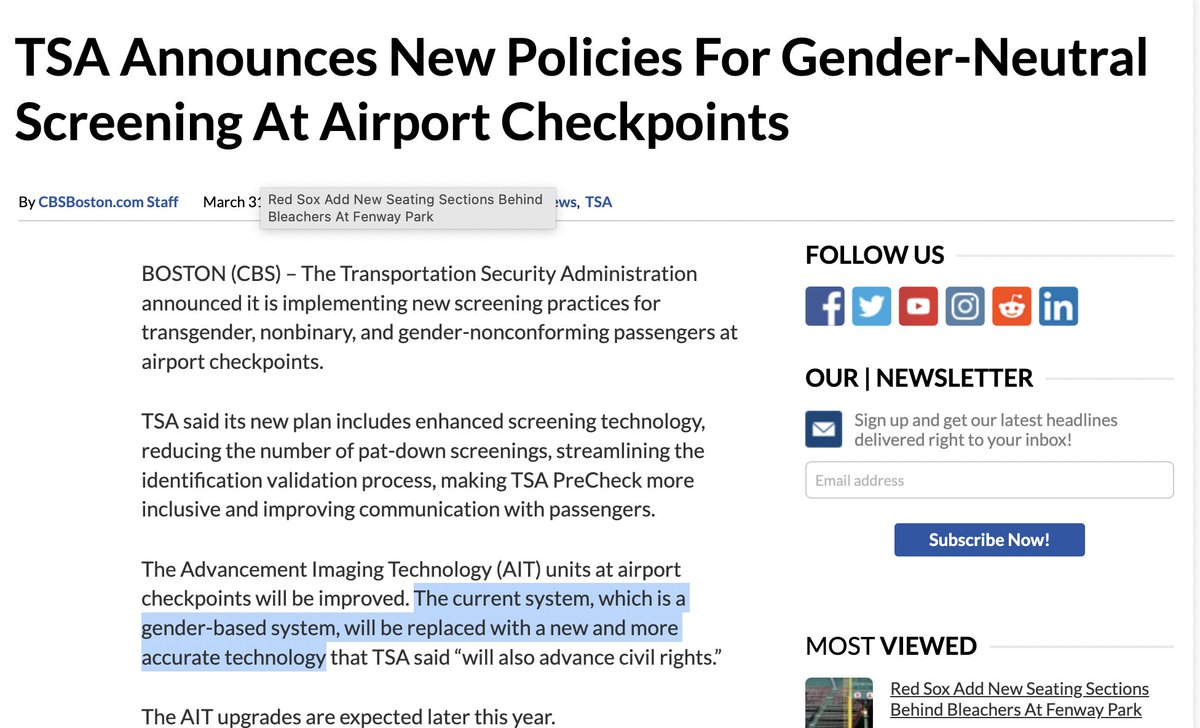 Hidden in all of the Transgender Day of Visibility posts today is news that the TSA is abolishing their gender scanning system!!!

No more pat downs every time a trans person walks through their scanner!

This was one of several policy changes by the Biden admin today.

#TDOV