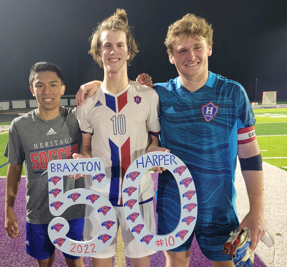 NTHSports's tweet photo. Congratulations to @braxtonharper10 - he scored his 50th career goal Tuesday night for Heritage Soccer 
@TammyMcCracken https://t.co/DAPLJUfki7