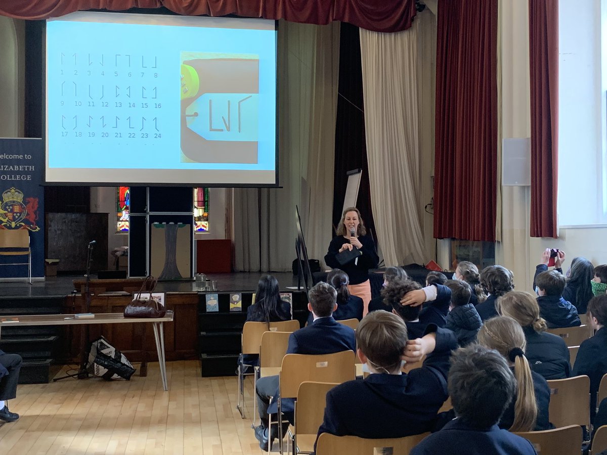 Year 7 are solving clues with author @lthompsonwrites and finding out what it takes to be an awesome writer. With thanks to @GYlibrary Book Week