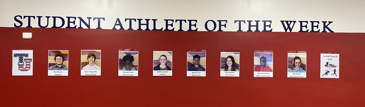 TJ_PatriotsAD's tweet photo. Congratulations to our first group of Spring Student Athletes of the Week! Thanks to @GtjhsPantry for your sponsorship! @GTJHSAthletics @tj_patriot @AthleticsTj @TJChronicle @tjpatriotarmy @PatNationPrinc https://t.co/kFoNdLXdnv