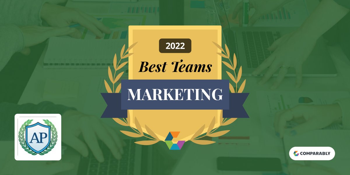 Comparably's tweet photo. @APartnerships  Congrats on being named on @Comparably's Best Marketing Departments 2022 list. #comparablyawards https://t.co/eTaCctjYMz https://t.co/0APVq2zohK