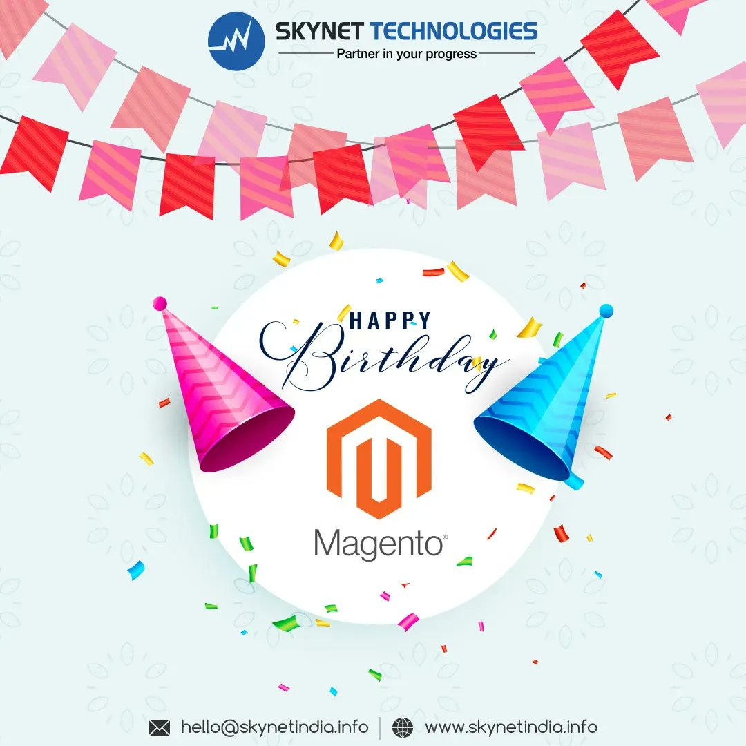 skynetindia's tweet photo. Every #Ecommerce owner's favorite #Magento turns 14 today! We wish you a very happy birthday!  

#MagentoBirthday #HappyBirthdayMagento #BirthdayWish #CelebrateMagento #MagentoDevelopment #MagentoDeveloper #MagentoDevelopmentService #MagentoNews #Ohio #USA https://t.co/YRVLOYkmpP